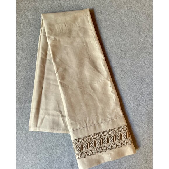 Waterford Dark Beige Pillow Case Embroidered Edge Standard Cotton VGUC - Picture 6 of 6